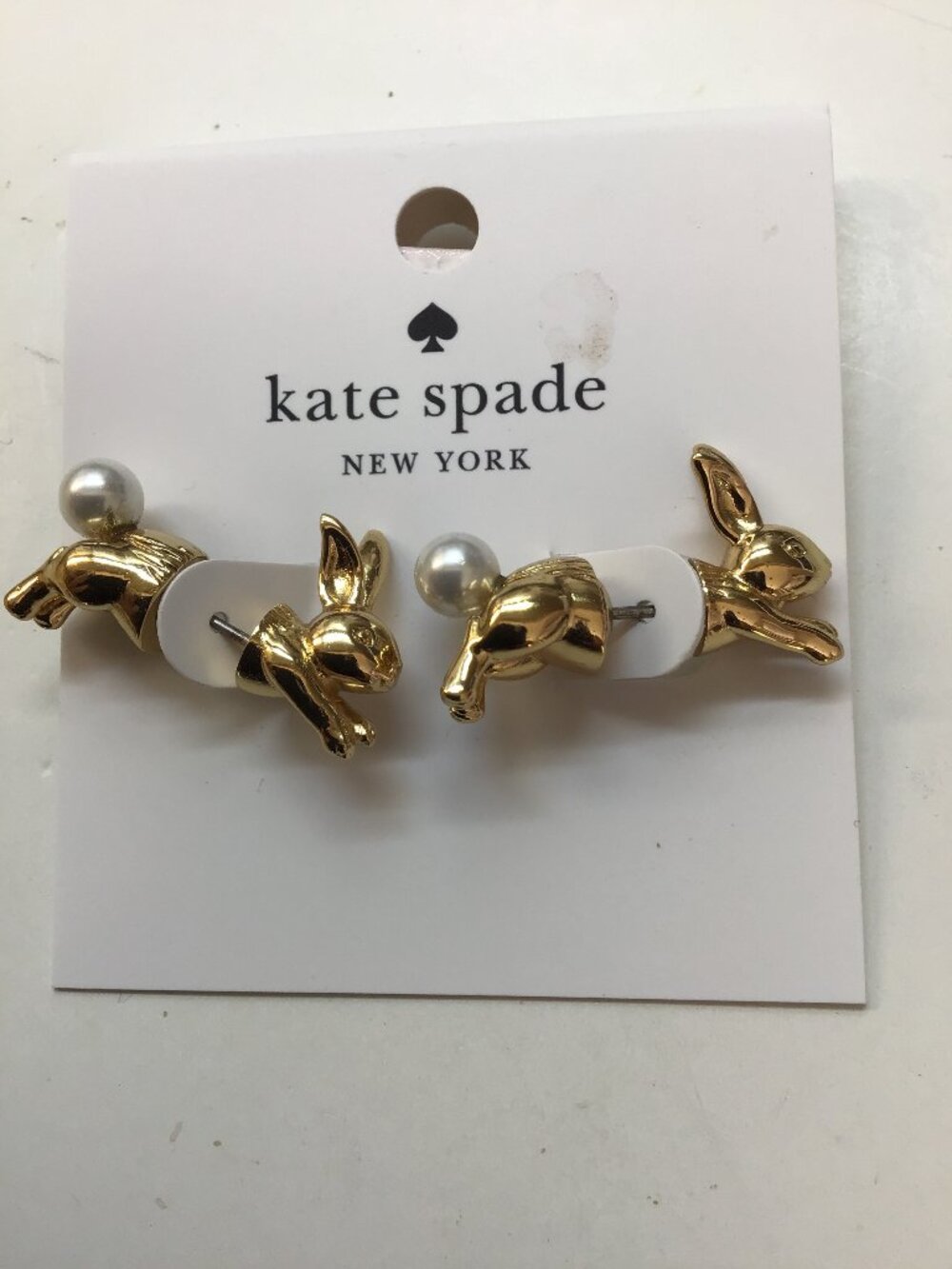 Kate Spade New Gold Bunny with Pearl Tail Earrings